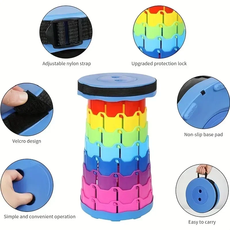 Outdoor Portable Rainbow Folding Chair - Adjustable Bench - Fishing Chair - Train Extendable Stool Outdoor Chair Folding Chair