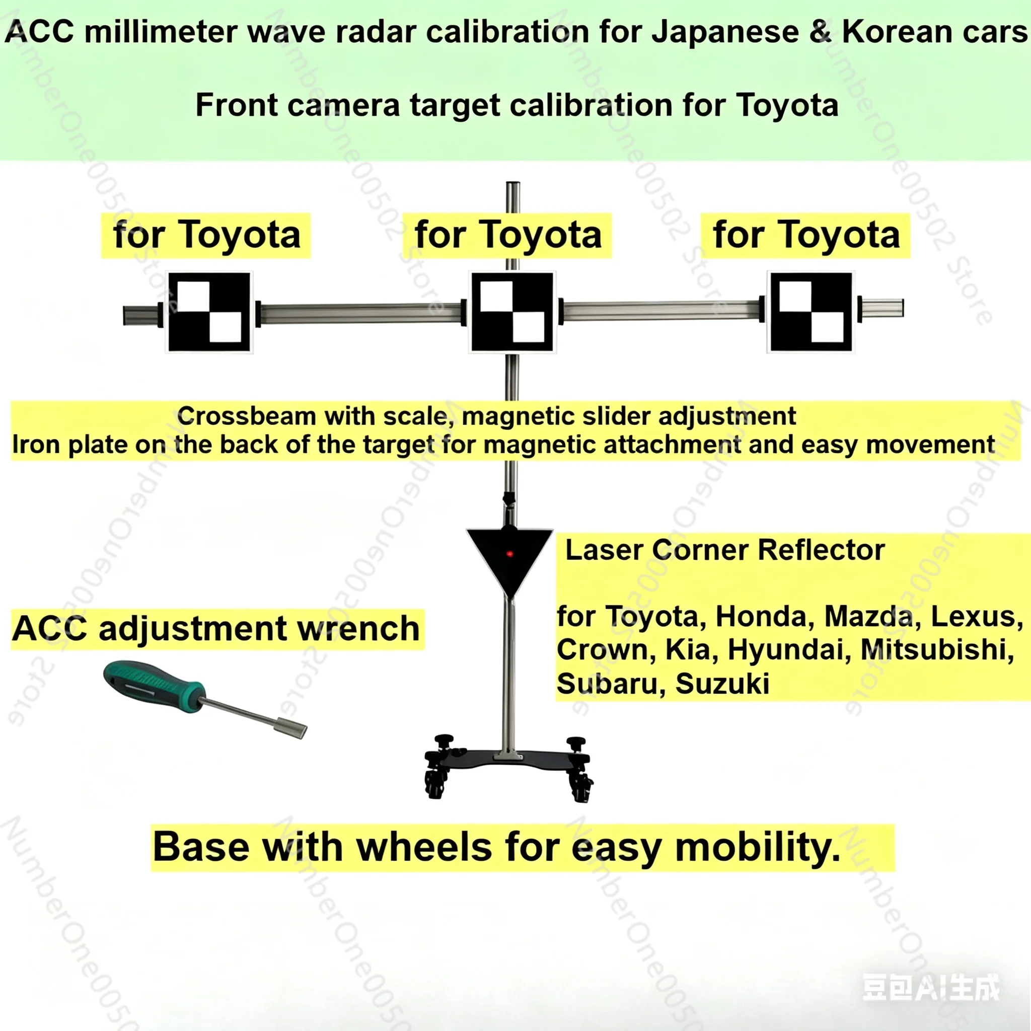 ADAS Calibration Tool with ACC MmWave Radar for Honda, Mitsubishi, Subaru, Suzuki, Kia, Mazda and Front Camera Calibration for T