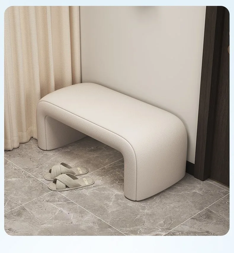 Minimalist style entrance shoe changing station, changing room fitting room, low stool, bench, anti cat scratch