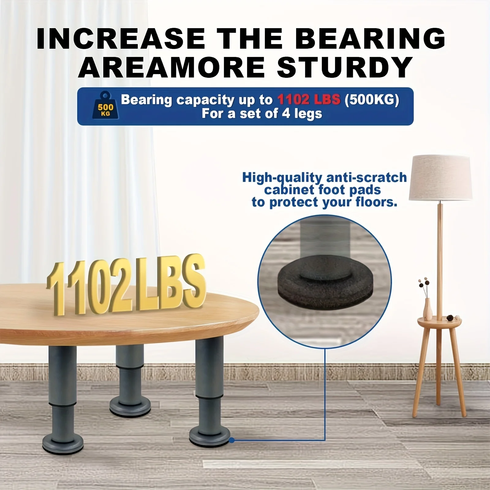 Heavy Duty Adjustable Furniture Legs - Tool-Free Height Adjustment (4.72" to 16.5" /12-42cm), Sturdy Metal Construction