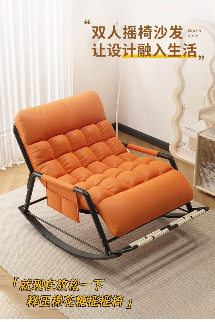 Double Rocking Chair Adults Casual Sleeping for Home Use, Nap Lounge Chair Balcony Living Room Lazy Person Leisure Chair
