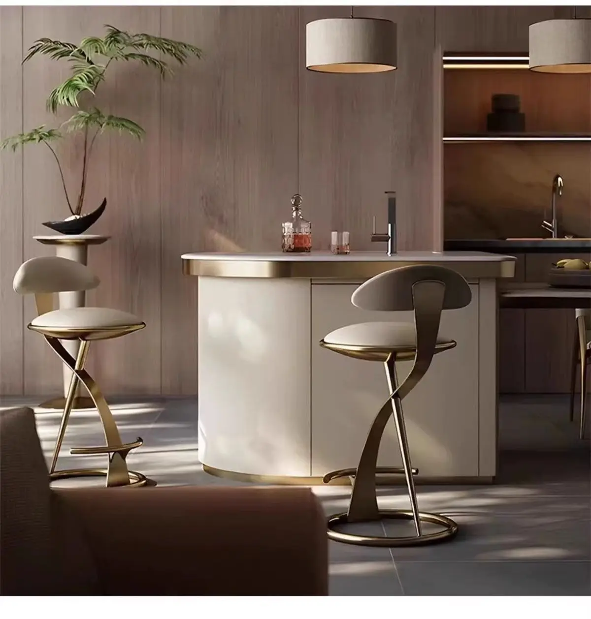 Luxury High-End Metal Dining Chair Modern Simple Home Bar Cafe Front Desk Chair Light Leisure Furniture for Office