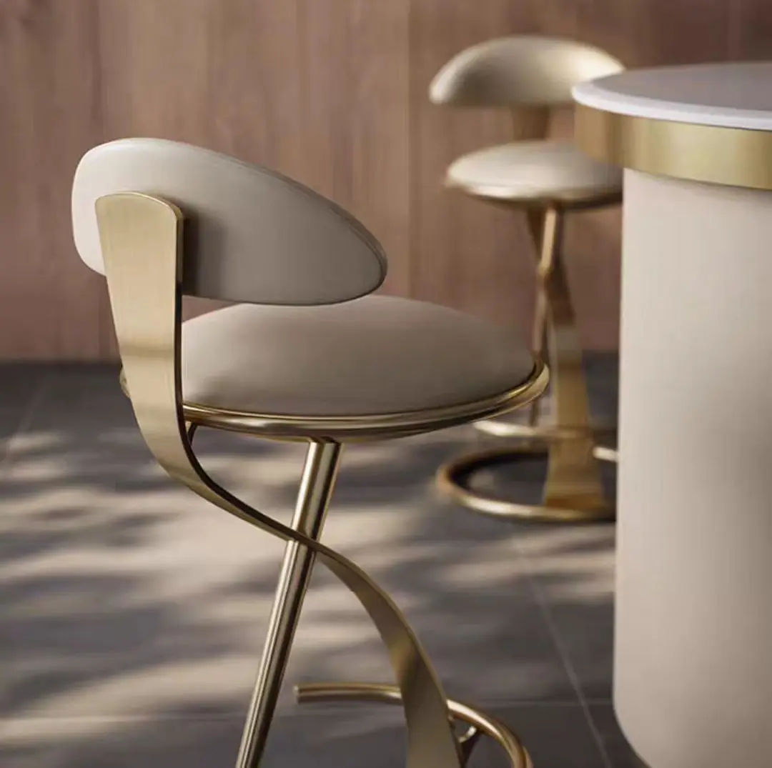 Luxury High-End Metal Dining Chair Modern Simple Home Bar Cafe Front Desk Chair Light Leisure Furniture for Office