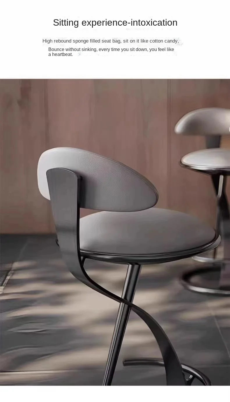 Luxury High-End Metal Dining Chair Modern Simple Home Bar Cafe Front Desk Chair Light Leisure Furniture for Office
