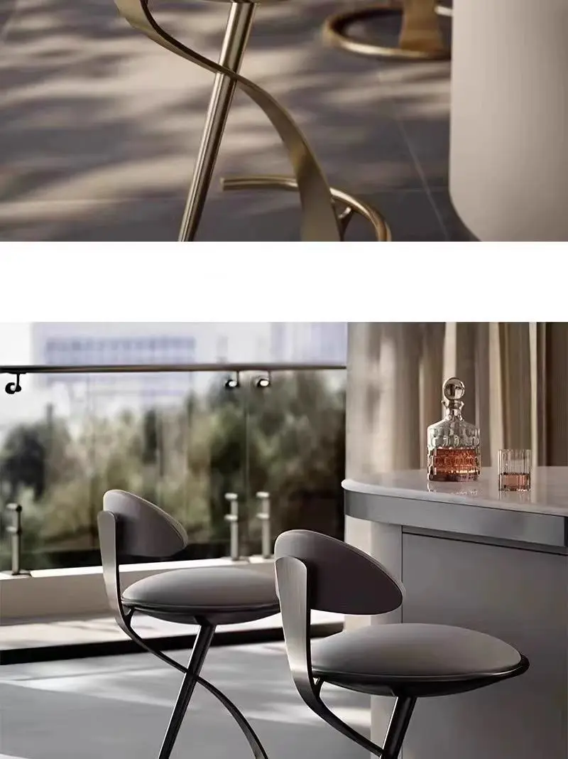 Luxury High-End Metal Dining Chair Modern Simple Home Bar Cafe Front Desk Chair Light Leisure Furniture for Office