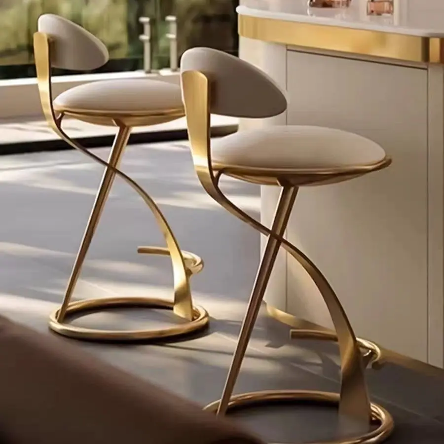 Luxury High-End Metal Dining Chair Modern Simple Home Bar Cafe Front Desk Chair Light Leisure Furniture for Office
