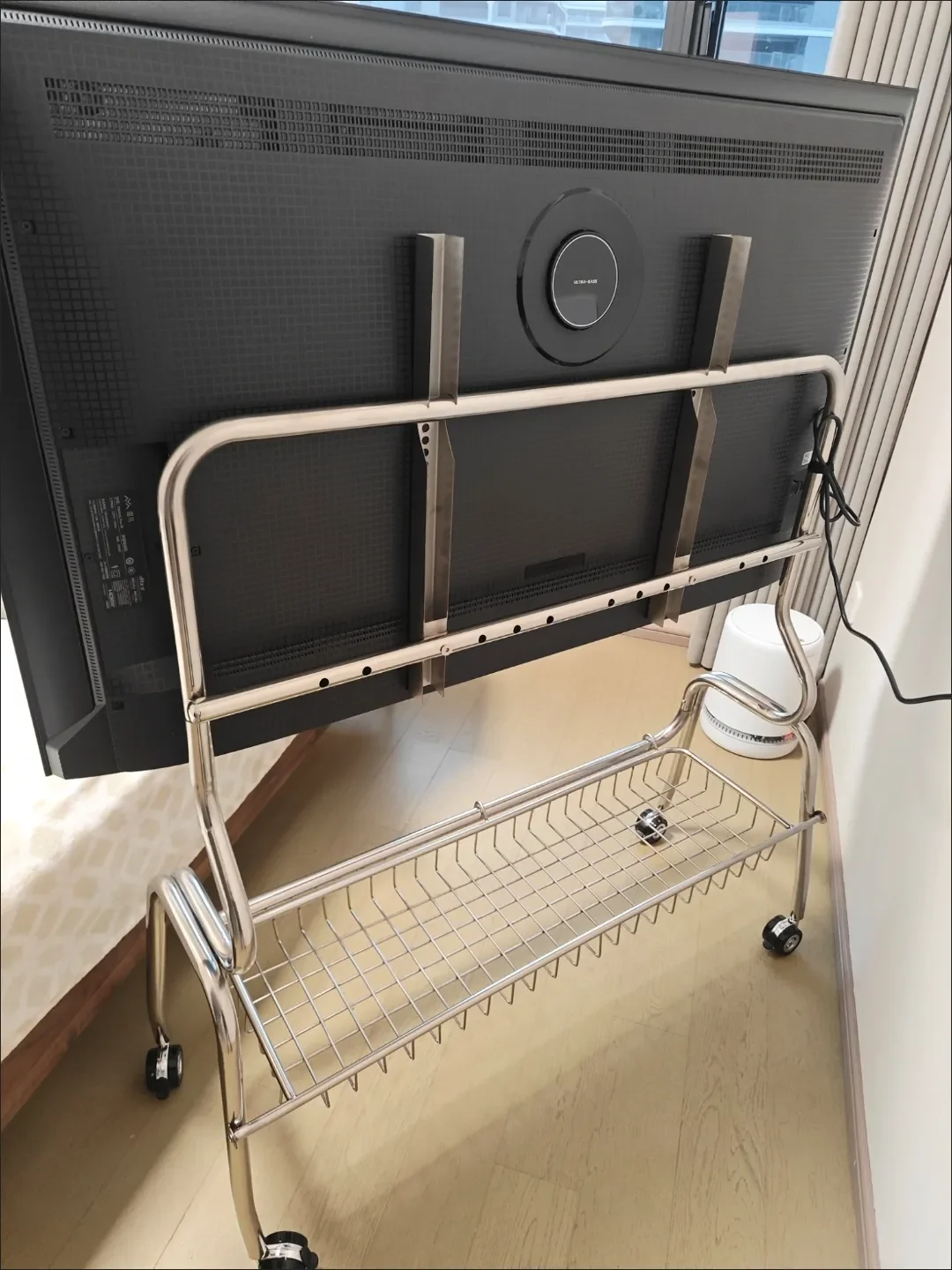 Home Nordic TV Stands Multifunctional Stainless Steel Rolling TV Stand with Storage for Various Spaces Living Room Furniture