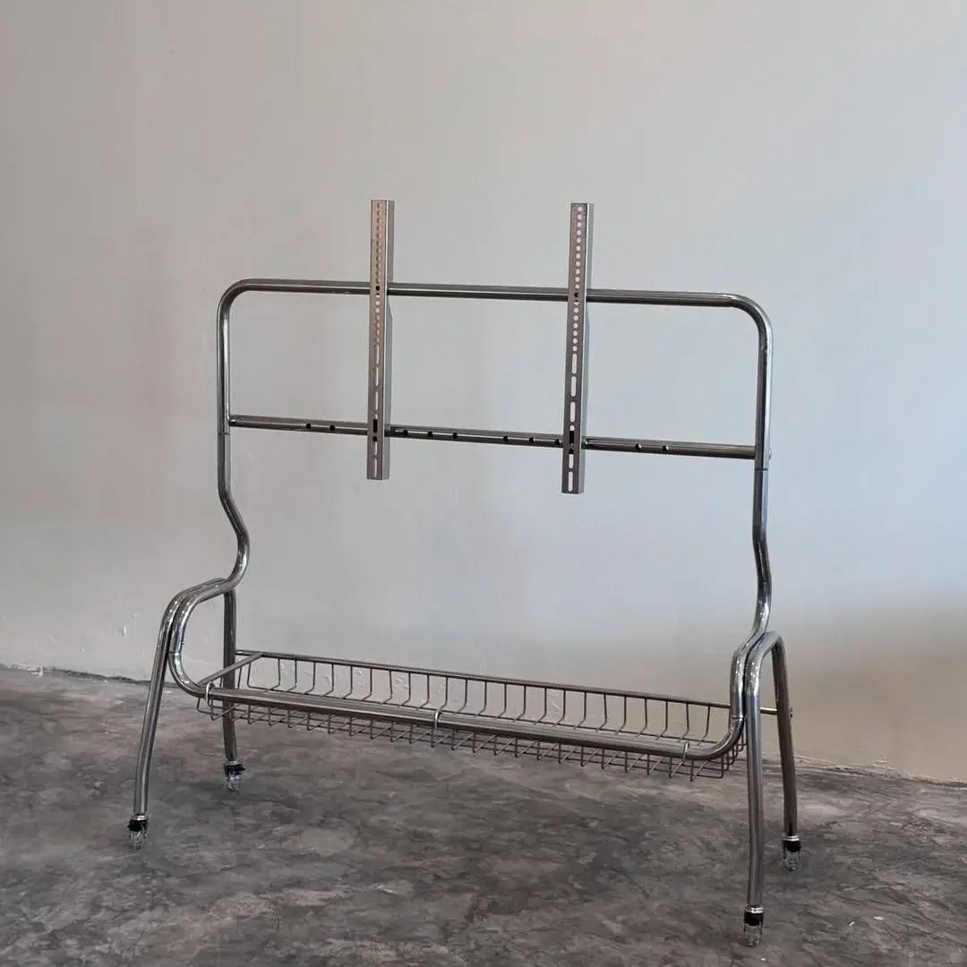 Home Nordic TV Stands Multifunctional Stainless Steel Rolling TV Stand with Storage for Various Spaces Living Room Furniture