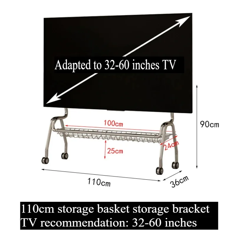 Home Nordic TV Stands Multifunctional Stainless Steel Rolling TV Stand with Storage for Various Spaces Living Room Furniture