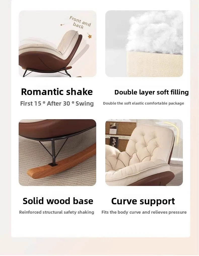 Modern, Penguin, Rocking Chair, Deck Chair, Balcony, Home, Leisure Chair Living Room, Light Luxury, Honeycomb, Pull Button, Lazy
