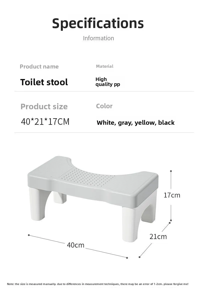 Home Bathroom Toilet Stool Thickened Footrest Squatting Aid Foot Step for Adults Kids and Pregnant Women Comfort Support