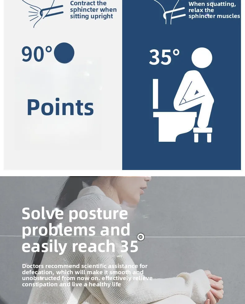 Home Bathroom Toilet Stool Thickened Footrest Squatting Aid Foot Step for Adults Kids and Pregnant Women Comfort Support
