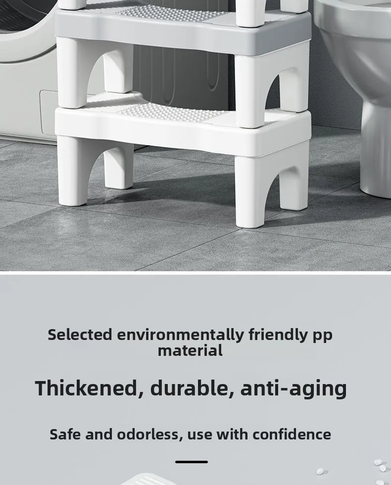 Home Bathroom Toilet Stool Thickened Footrest Squatting Aid Foot Step for Adults Kids and Pregnant Women Comfort Support