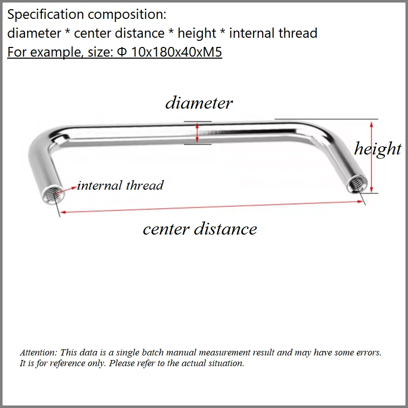 Stainless Steel U Type Door Handles Dresser Knobs Kitchen Cabinet Knobs Bolt Screw Handle Internal Thread Accessory