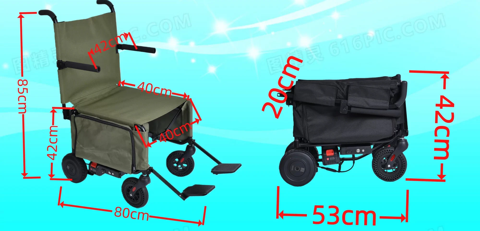 Lightweight Foldable Electric Travel Mobility chair Detachable Battery Portable Luggage Cart For Senior Travel