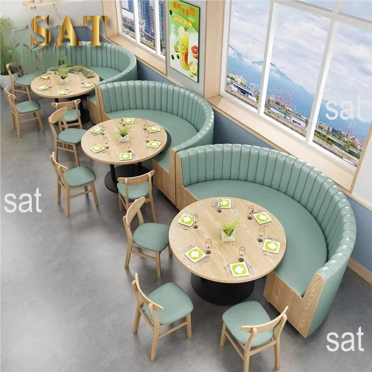 Cafe Coffee Shop Wood Wooden Restaurant Sofa Set Chair and Table Booth Seating Furniture for Coffee Shop
