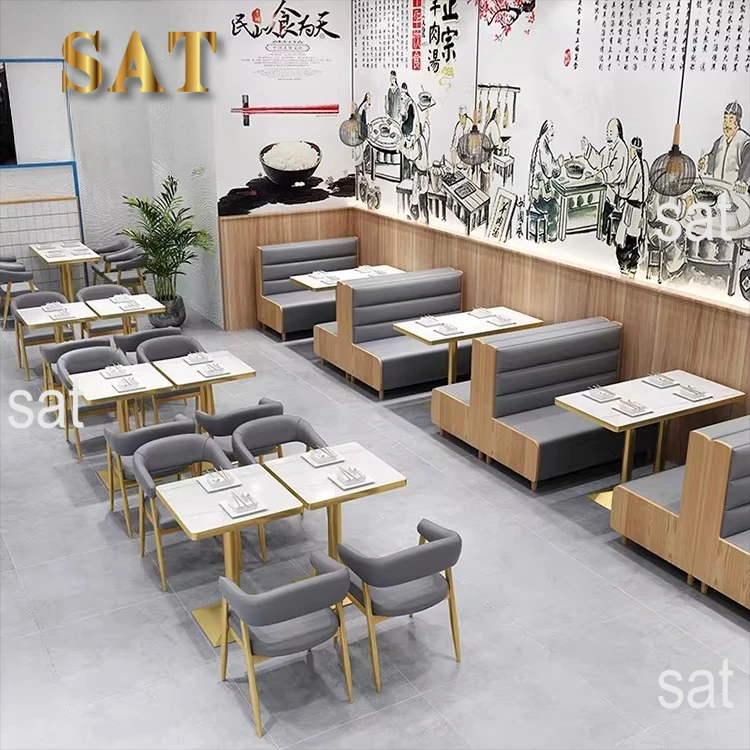 Cafe Coffee Shop Wood Wooden Restaurant Sofa Set Chair and Table Booth Seating Furniture for Coffee Shop