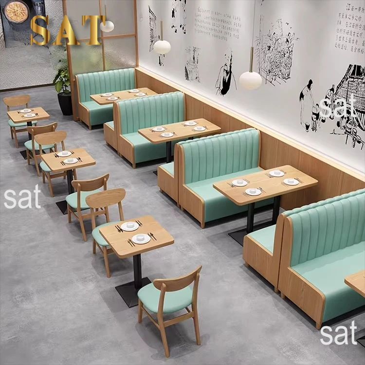 Cafe Coffee Shop Wood Wooden Restaurant Sofa Set Chair and Table Booth Seating Furniture for Coffee Shop