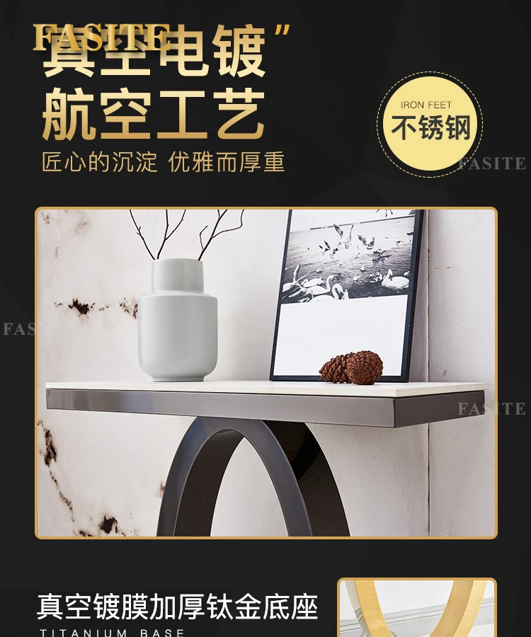 Entrance hall, entrance desk stainless steel wall table modern, simple  luxurious, and narrow aisle