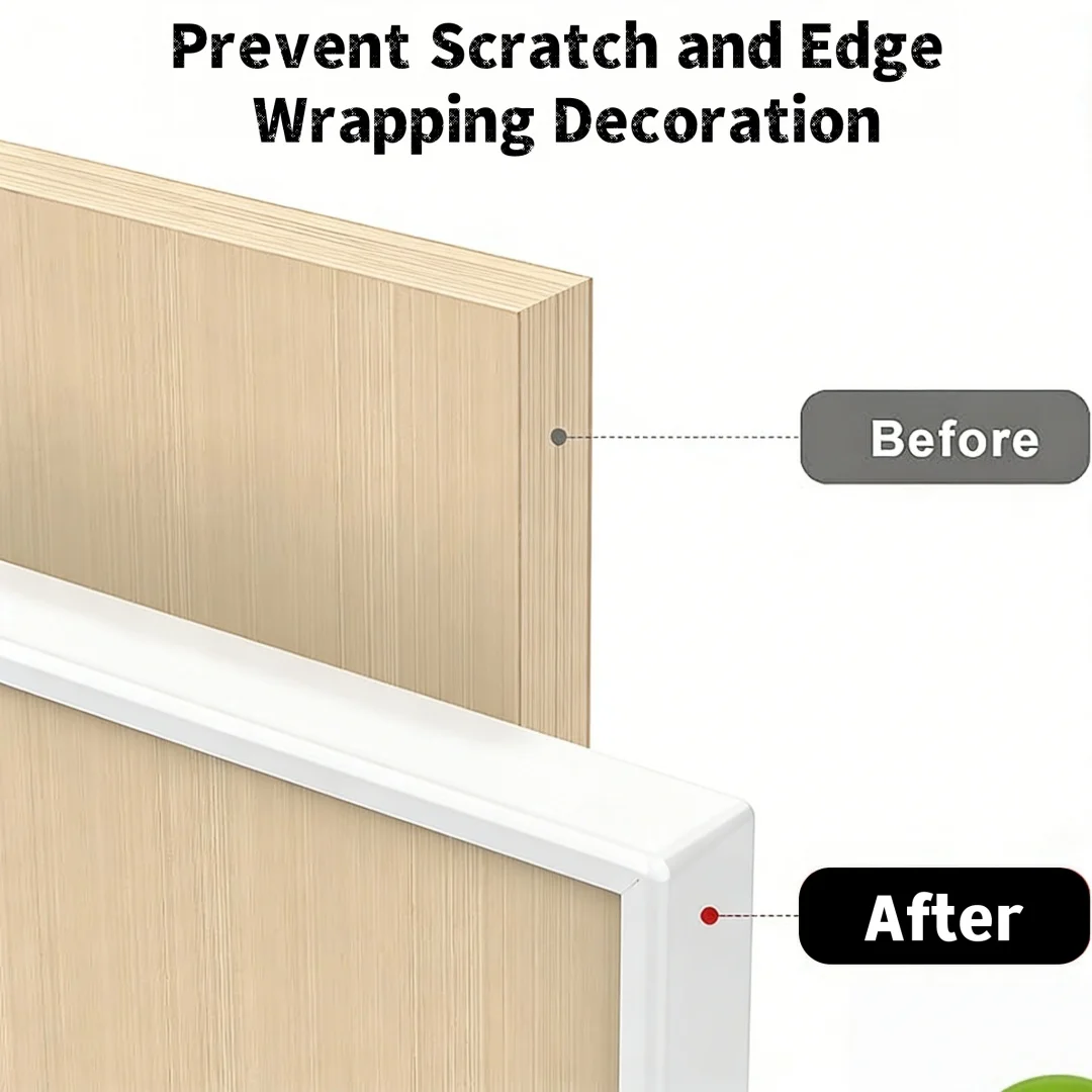 1PC U-shaped Self-Adhesive Edge Trimming Strip - A Flexible Wood Edge Protector Suitable for Countertops, Cabinets, Tables,