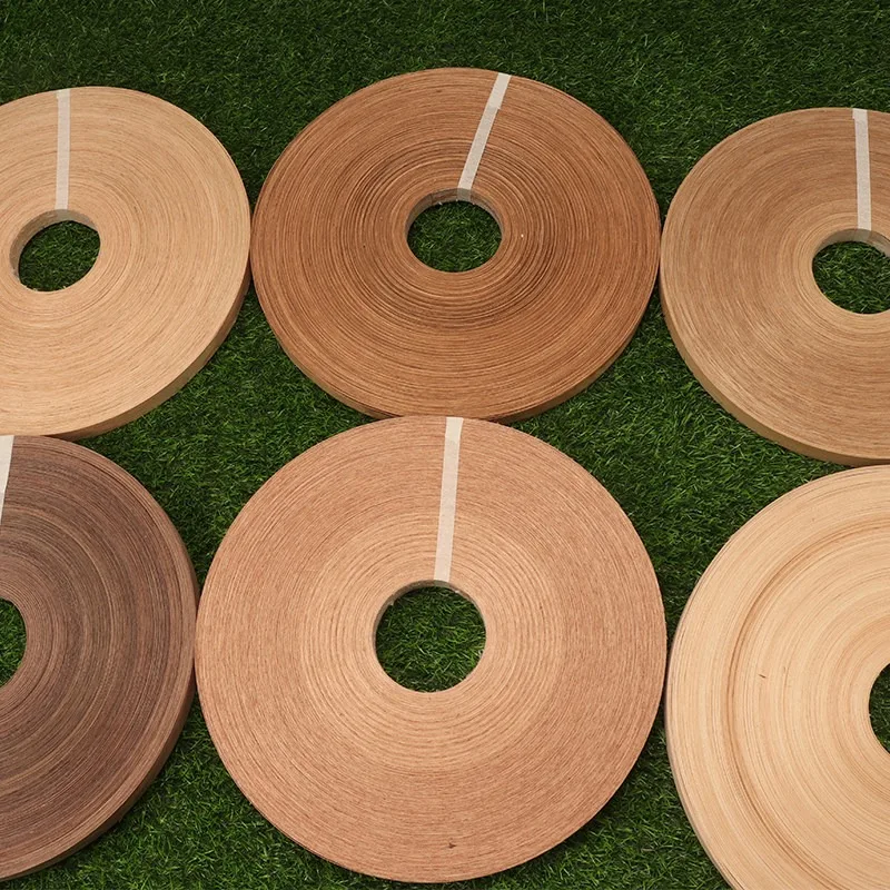 50m Roll Natural Wood Veneer Edge Banding (White Oak Red Oak Walnut Maple Cherry Sapele) for Furniture Panel Edging Repair