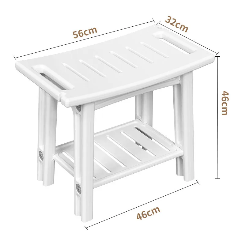1PC Shower Stool Shower Bench Stool With Storage Shelf Household Waterproof Bathroom Spa Shower Seat Stool For Bathroom Home Use