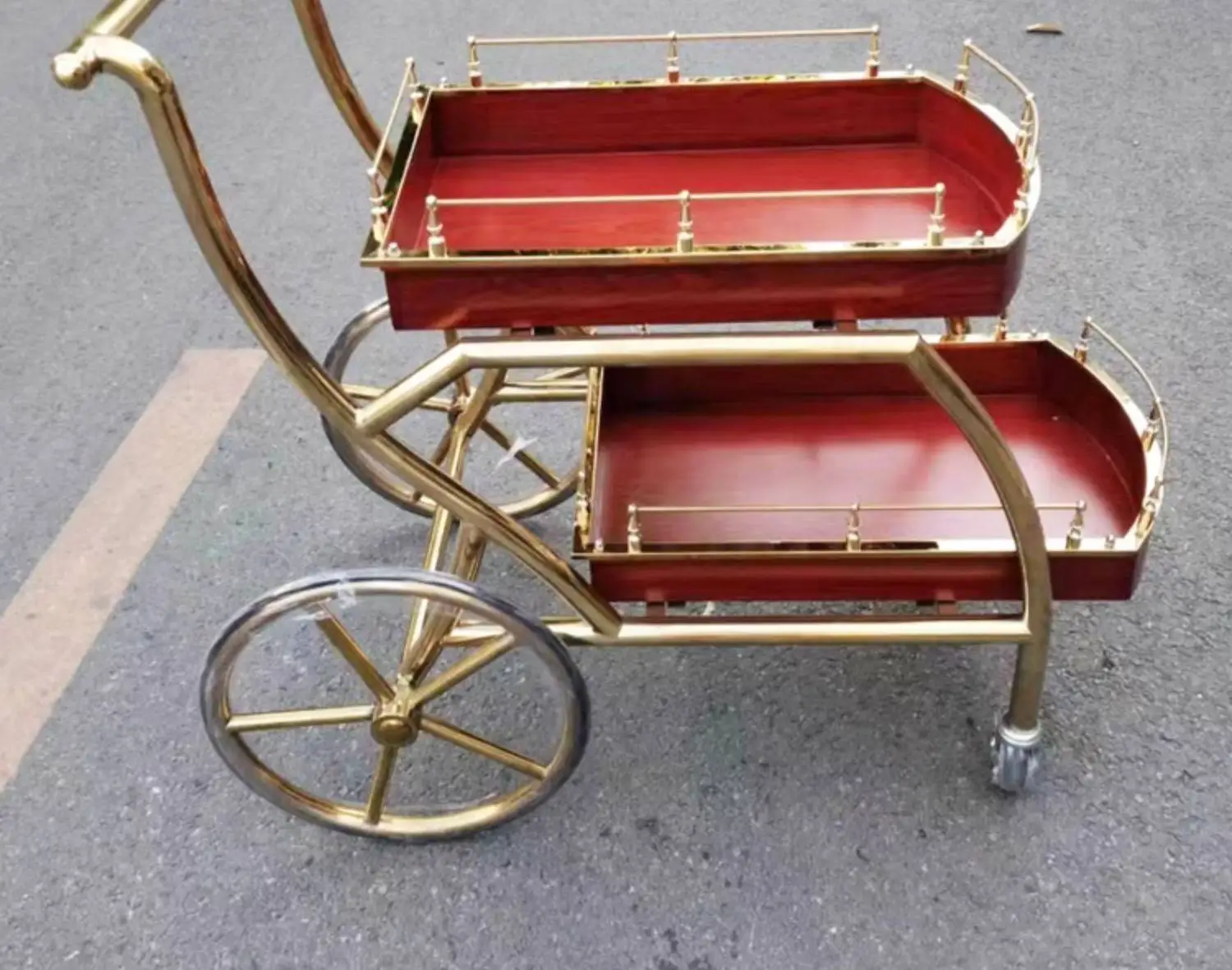 Cake Trolley Stainless Steel Dining Cart KTV Wine Hotel Service Tea Cart Three Layers, Snack Delivery Cart