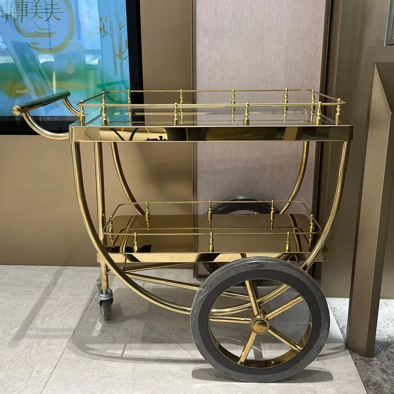 Cake Trolley Stainless Steel Dining Cart KTV Wine Hotel Service Tea Cart Three Layers, Snack Delivery Cart