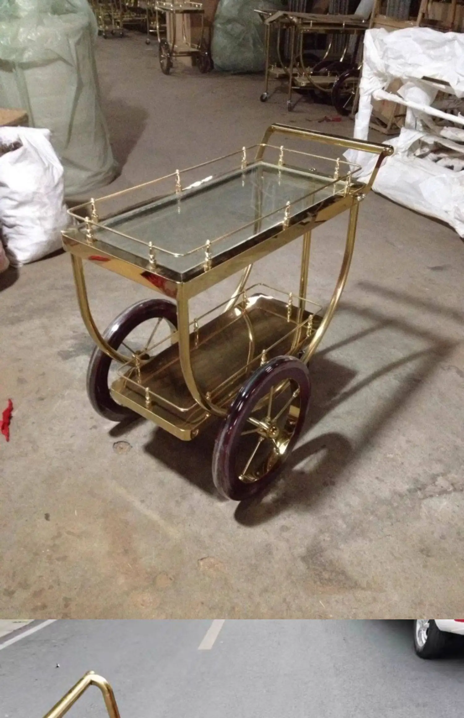 Cake Trolley Stainless Steel Dining Cart KTV Wine Hotel Service Tea Cart Three Layers, Snack Delivery Cart
