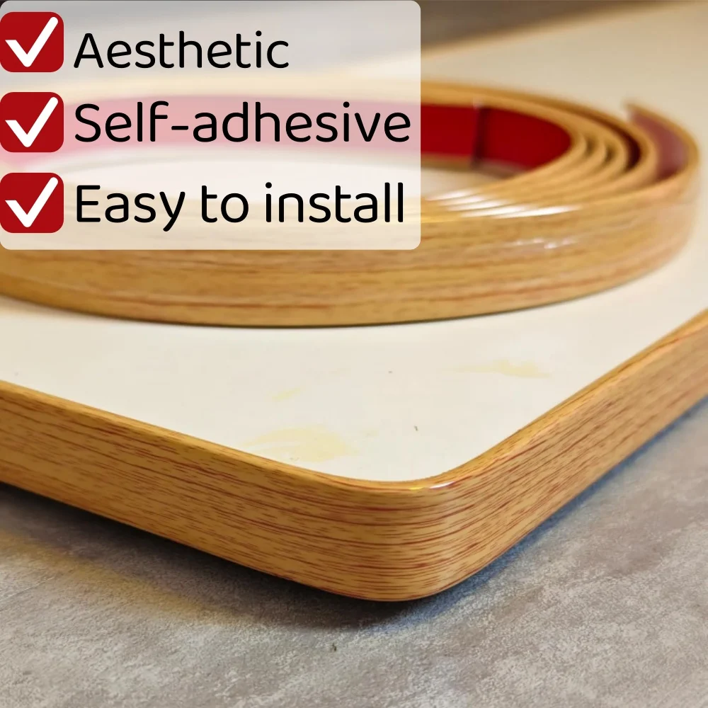 1PC 5m/196.85in Self-adhesive Cabinet Edge Strip,U-shaped Edge Banding,PVC Border Decoration,wardrobe and Desktop Edge Protector