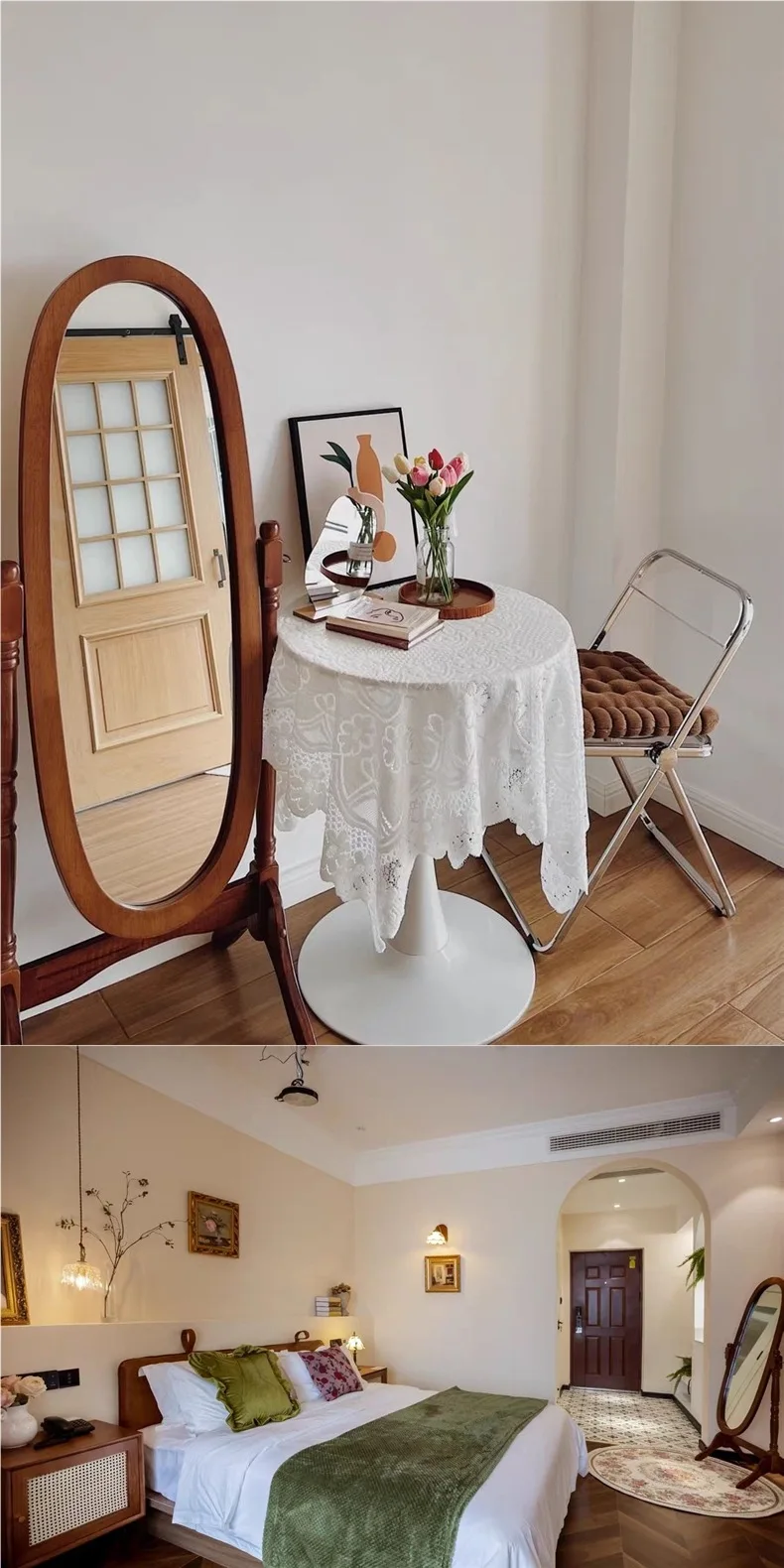 Korean Blogger Ins Style Floor Mirror Bedroom Retro French Medieval Style Dressing Mirror Source Factory One Piece Wholesale