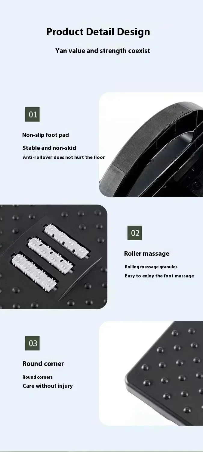 Home/Office Footrest Under Desk Foot Stool Anti-Crossed Legs Semi-Circular Rocking Anti-Slip Massage Roller Footrest Foot Stool