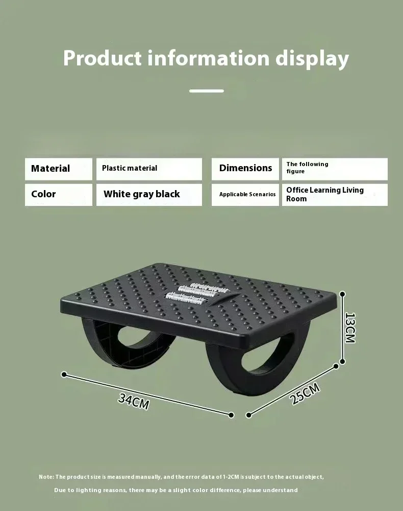 Home/Office Footrest Under Desk Foot Stool Anti-Crossed Legs Semi-Circular Rocking Anti-Slip Massage Roller Footrest Foot Stool