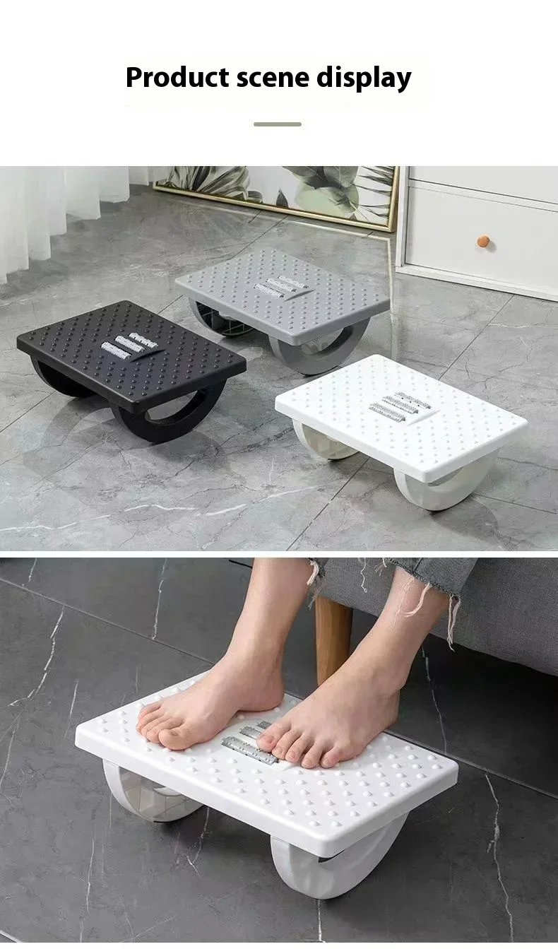 Home/Office Footrest Under Desk Foot Stool Anti-Crossed Legs Semi-Circular Rocking Anti-Slip Massage Roller Footrest Foot Stool