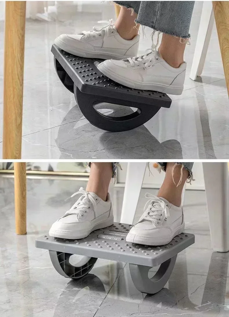 Home/Office Footrest Under Desk Foot Stool Anti-Crossed Legs Semi-Circular Rocking Anti-Slip Massage Roller Footrest Foot Stool