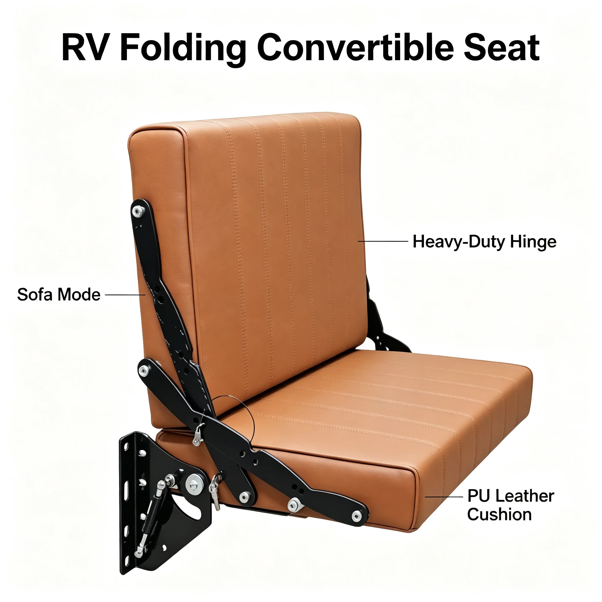Space-saving PU Leather RV Wall-mounted Flip-over Sofa Bed for RVs and Caravans