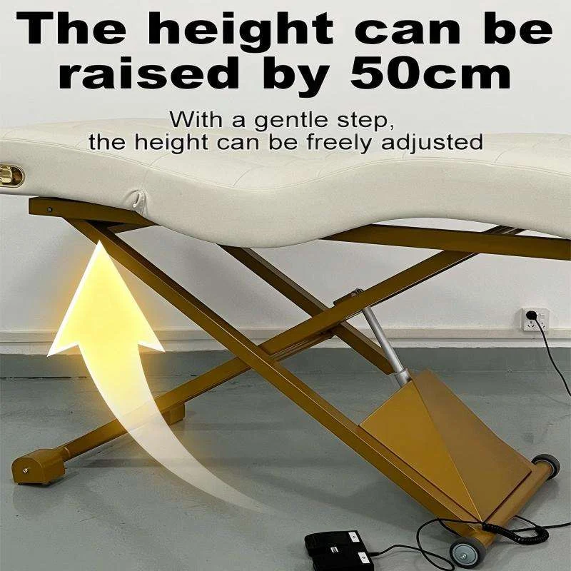 Curved Electric Lash Bed Memory Foam Massage Table Buff Synthetic Leather Metal Frame For Beauty Salon Spa Facial Treatment
