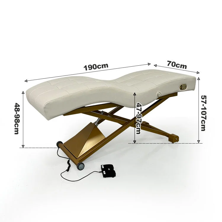 Curved Electric Lash Bed Memory Foam Massage Table Buff Synthetic Leather Metal Frame For Beauty Salon Spa Facial Treatment