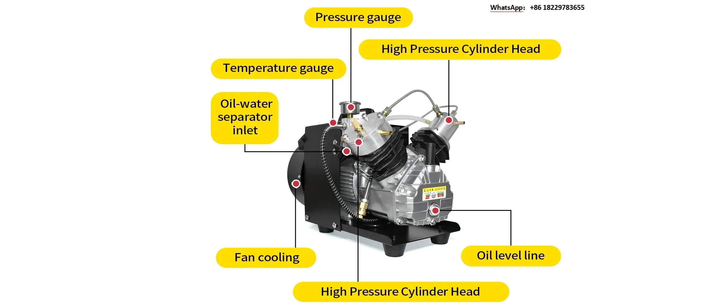 For Rifle Scuba Diving Tank TXEDM041 4500Psi High Pressure PCP Air Compressor with Pneumatic Double Cylinder Built-in Fan