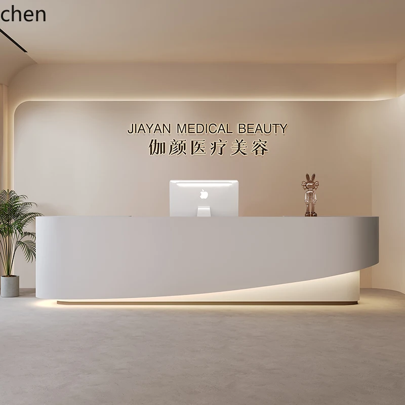 ZML Office Painted Bar Counter Company Hotel Yoga Studio Training Class Front Desk Reception Cashier Counter
