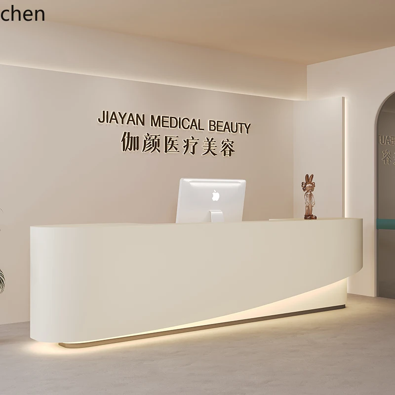 ZML Office Painted Bar Counter Company Hotel Yoga Studio Training Class Front Desk Reception Cashier Counter