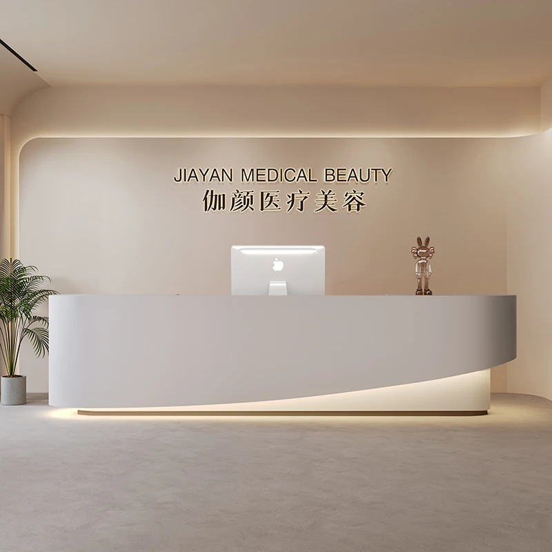ZML Office Painted Bar Counter Company Hotel Yoga Studio Training Class Front Desk Reception Cashier Counter