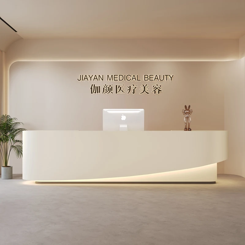 ZML Office Painted Bar Counter Company Hotel Yoga Studio Training Class Front Desk Reception Cashier Counter