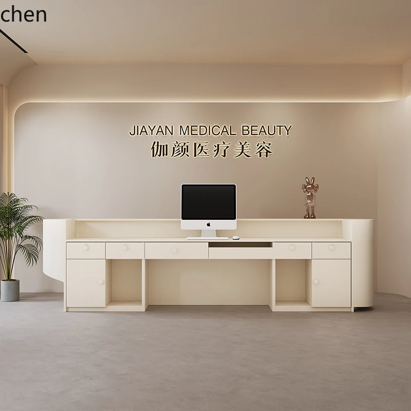 ZML Office Painted Bar Counter Company Hotel Yoga Studio Training Class Front Desk Reception Cashier Counter