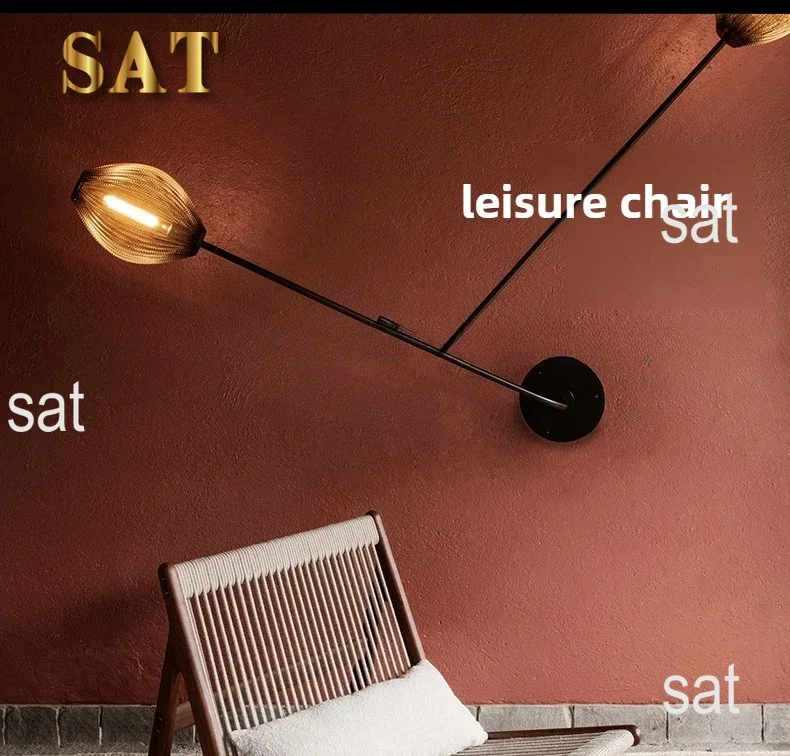 ZHome Designer Balcony Leisure Chair Solid Wood Retro Chair Nordic Living Room Rope Braided Solitary Wind Single Sofa Floor Chai
