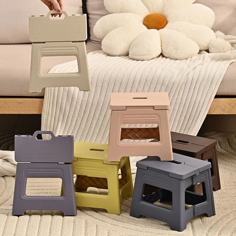 Plastic Folding And Shrinking Stool, Adjustable And Portable Outdoor Travel Fishing Chair, Household Plastic Small Stool