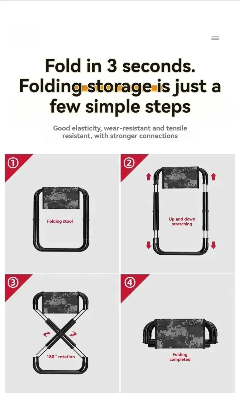 Portable Folding Chair Bench Fishing Stool Travel Camping Horse Stool Stools Train Subway Queuing Portable Stools Outdoor Tool