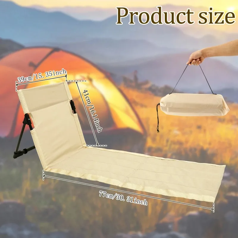 Outdoor Foldable Camping Chair Oxford Cloth Camping Floor Chair Garden Park Single Lazy Chair Backrest Cushion Picnic Back Chair
