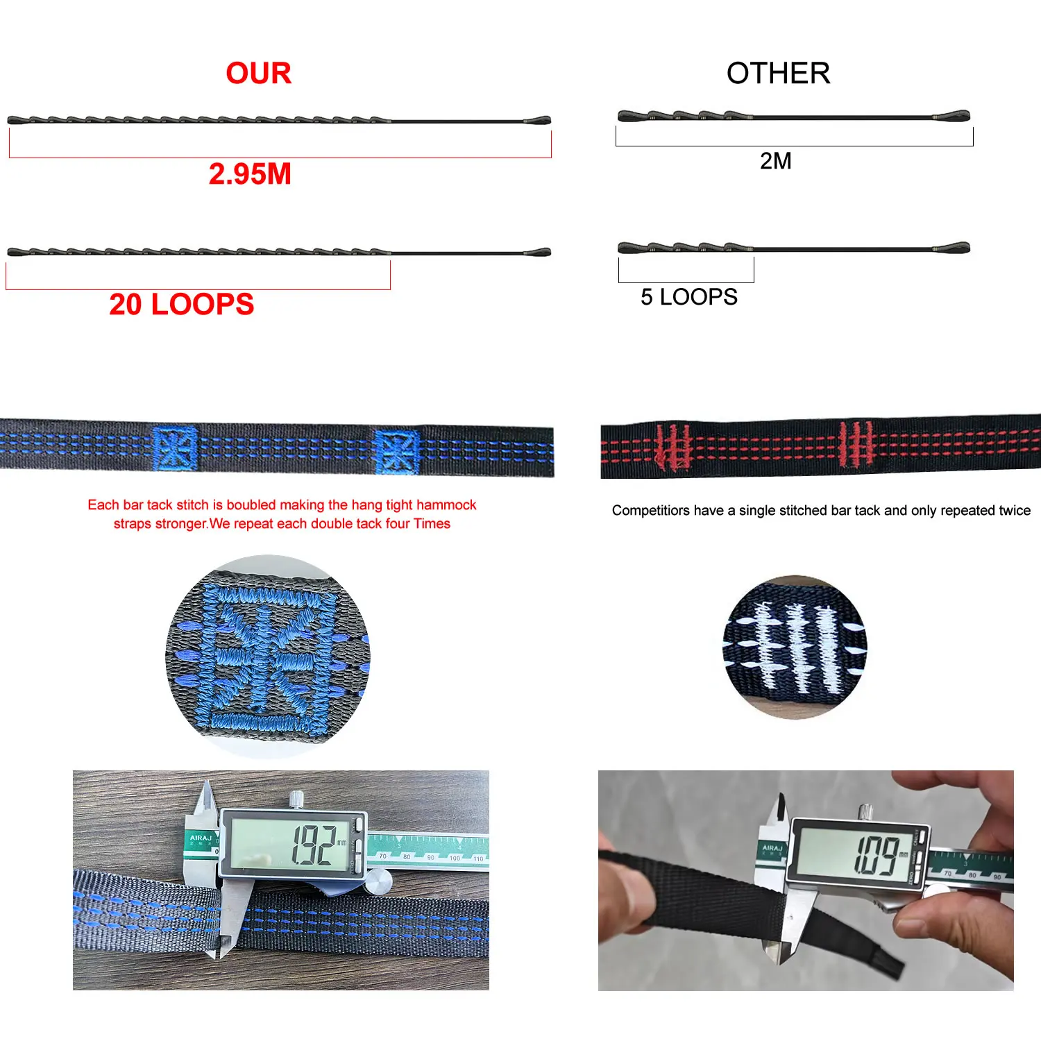 3 Meter New Design With Higher Load Capacity Lightweight Rope and 600lbs Breaking Strength Non-Stretch 12KN Carabiner