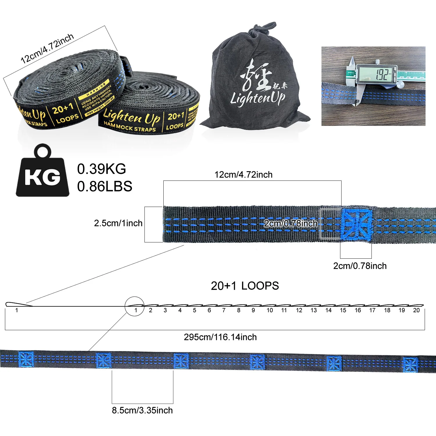 3 Meter New Design With Higher Load Capacity Lightweight Rope and 600lbs Breaking Strength Non-Stretch 12KN Carabiner